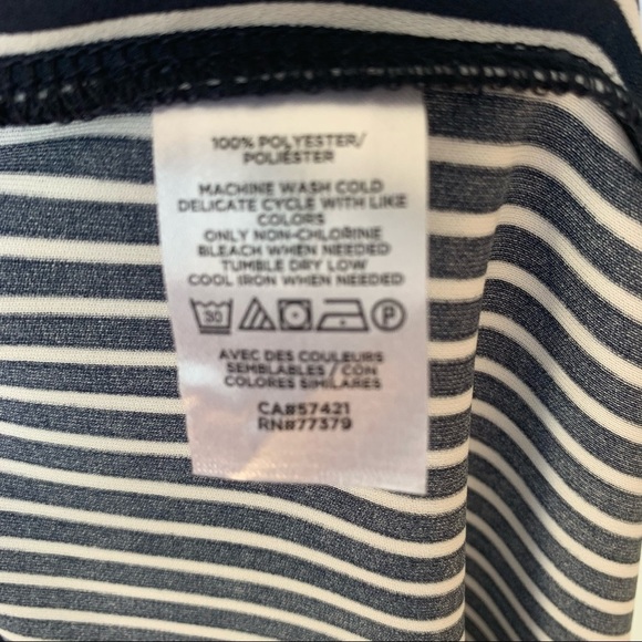 Ann Taylor Factory M Navy Stripe LS Blouse - Picture 11 of 12